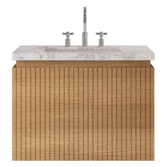 Melrose White Ash 30" Single Vanity with Carrara Marble Top