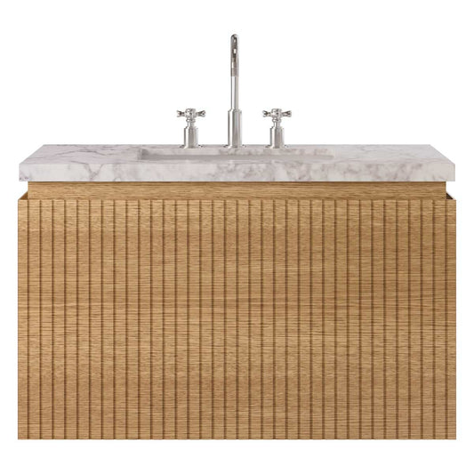 Melrose White Ash 36" Single Vanity with Carrara Marble Top