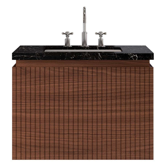 Melrose Walnut 30" Single Vanity with Nero Marquina Marble Top