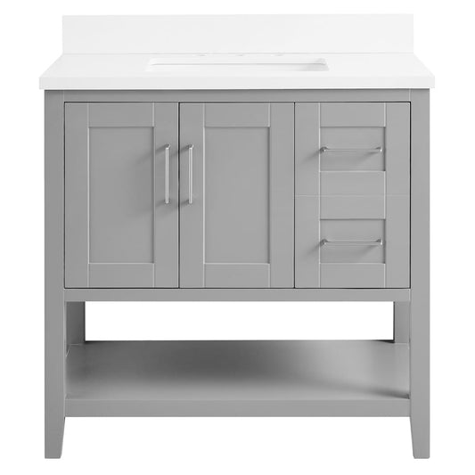 Sheraton 36" Gray Vanity with Pure White Quartz Top and Ceramic Basin (discontinued)