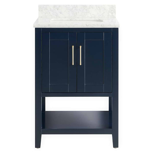 Sheraton 24" Navy Vanity with Carrara Marble Top and Ceramic Basin (discontinued)