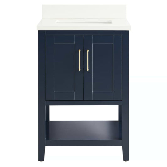 Sheraton 24" Navy Vanity with Pure White Quartz Top and Ceramic Basin (discontinued)