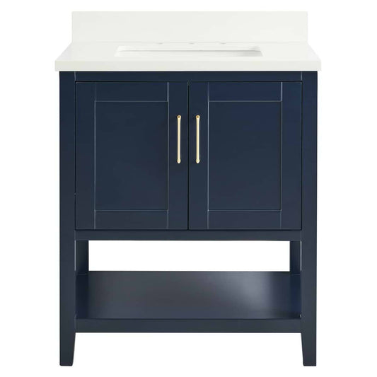 Sheraton 30" Navy Vanity with Pure White Quartz Top and Ceramic Basin (discontinued)