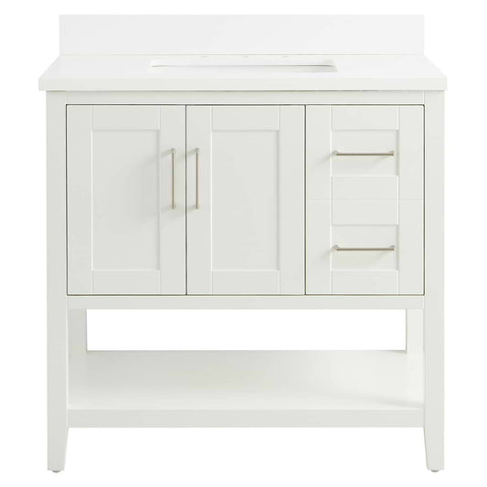 Sheraton 36" White Vanity with Pure White Quartz Top and Ceramic Basin (discontinued)