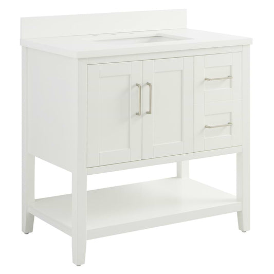 Sheraton 36" White Vanity with Pure White Quartz Top and Ceramic Basin (discontinued)