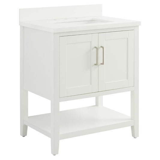 Sheraton 30" White Vanity with Pure White Quartz Top and Ceramic Basin (discontinued)