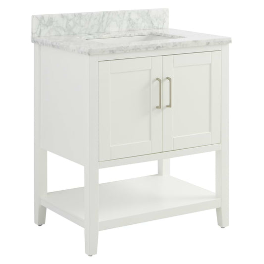 Sheraton 30" White Vanity with Carrara Marble Top and Ceramic Basin (discontinued)