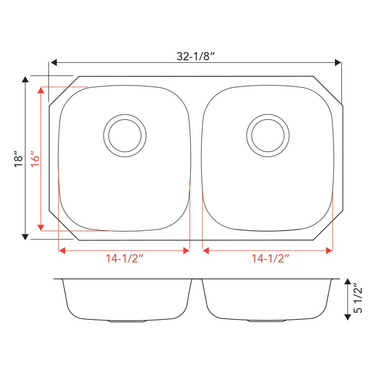 Sink 50/50 (Double Bowl) Stainless Steel