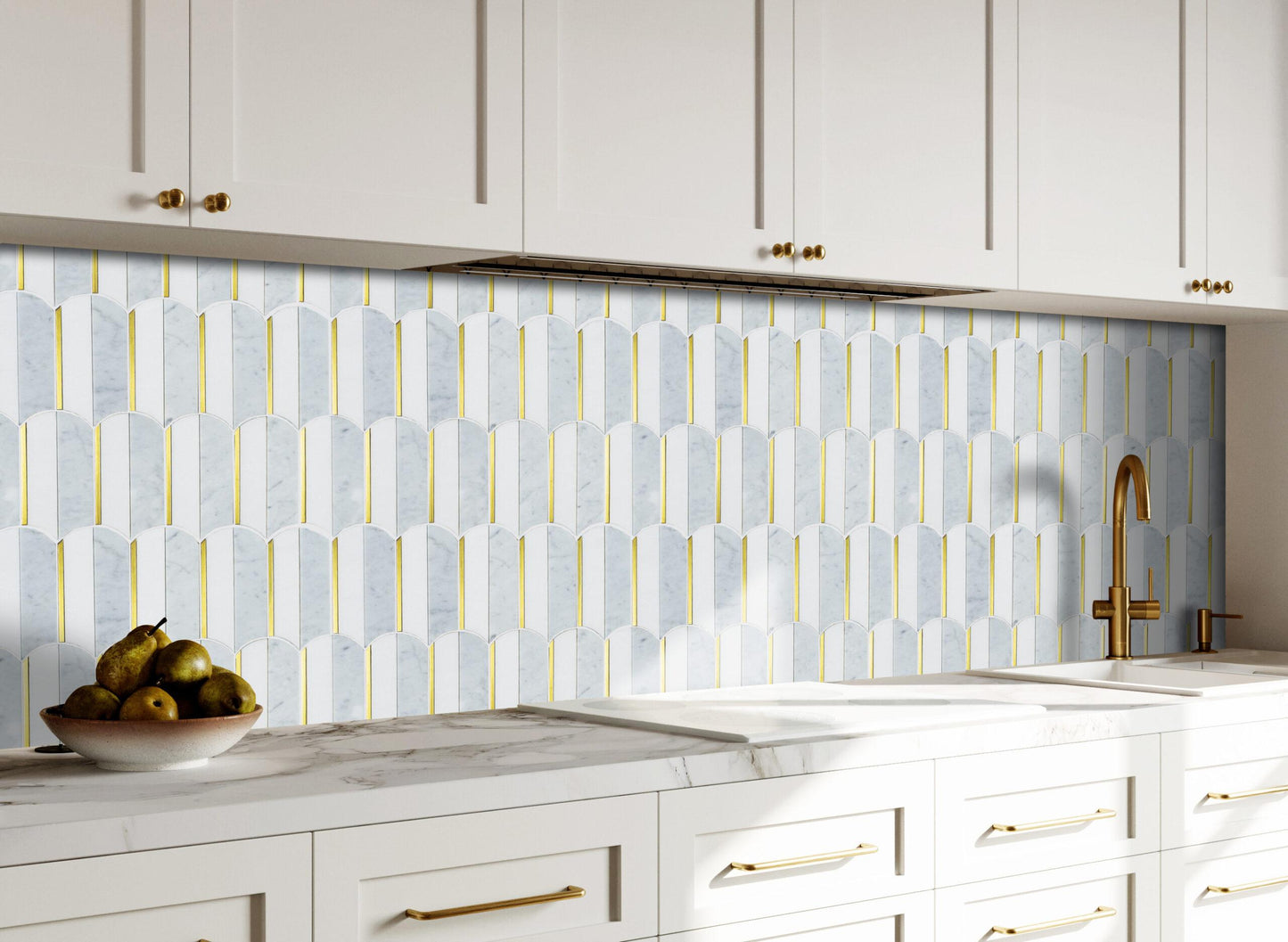 Thassos and Carrara 13x10 Honed with Metal