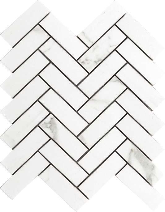 Statuario Herringbone 9x15 Matte